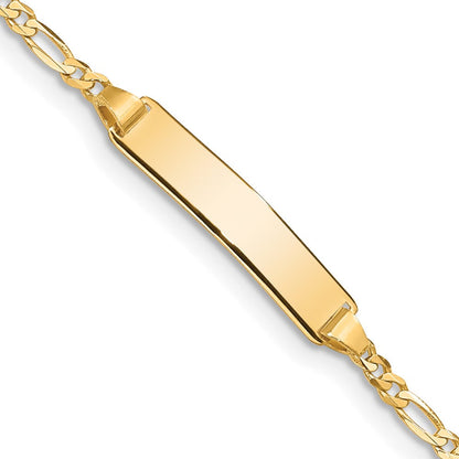 Massiv 14K Gelbgold Baby Figaro Id Armband
