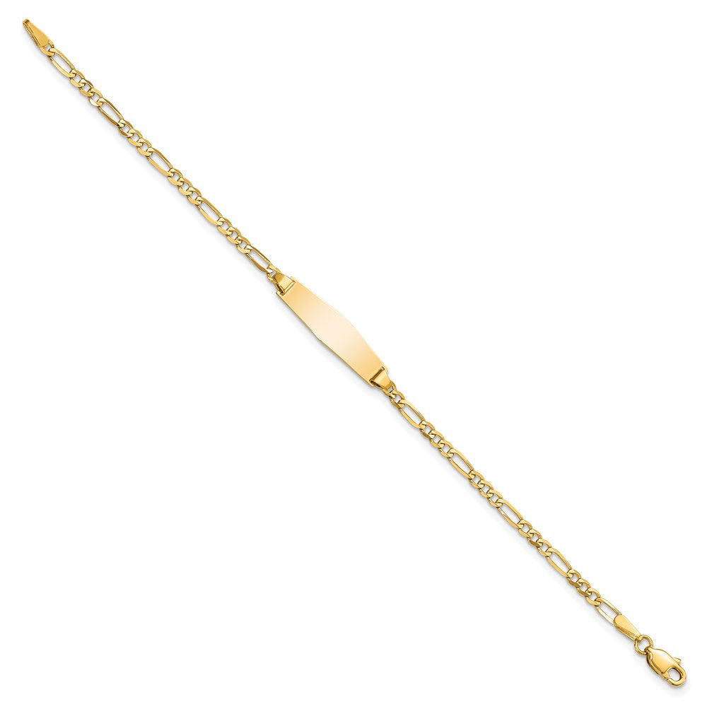 Massiv 14K Gelbgold Weich Diamant Form Figaro Id Armband