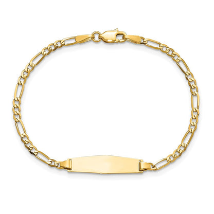 Massiv 14K Gelbgold Weich Diamant Form Figaro Id Armband