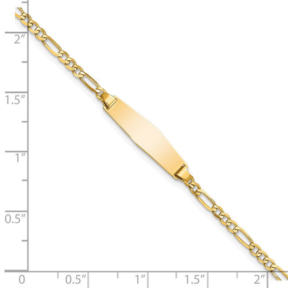 Massiv 14K Gelbgold Weich Diamant Form Figaro Id Armband