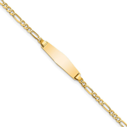 Massiv 14K Gelbgold Weich Diamant Form Figaro Id Armband