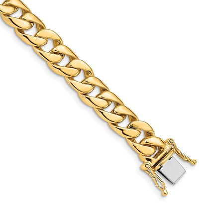 Massiv 14K Gelbgold 8mm Hand Poliert Panzer Glieder mit Venezianer Catch Verschluss Gliederarmband
