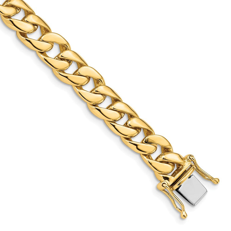 Massiv 14K Gelbgold 8mm Hand Poliert Panzer Glieder mit Venezianer Catch Verschluss Gliederarmband