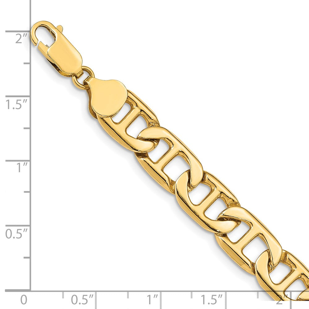 14K Gelbgold 8.75mm Massiv Hand-polished Anker Glieder Gliederarmband