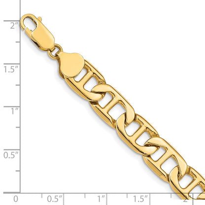 14K Gelbgold 8.75mm Massiv Hand-polished Anker Glieder Gliederarmband