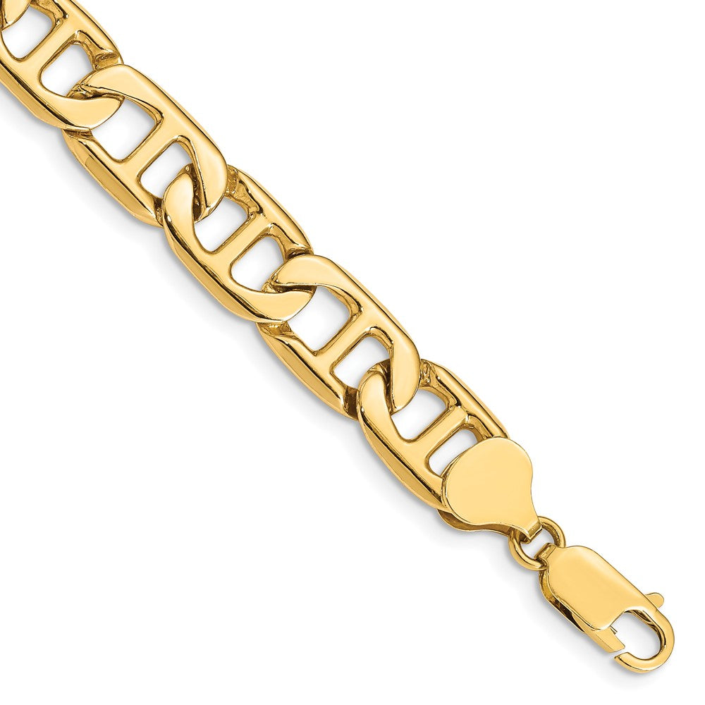 14K Gelbgold 8.75mm Massiv Hand-polished Anker Glieder Gliederarmband
