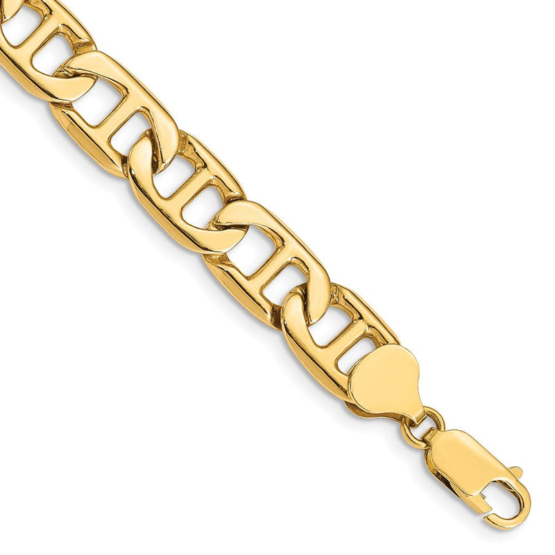 14K Gelbgold 8.75mm Massiv Hand-polished Anker Glieder Gliederarmband