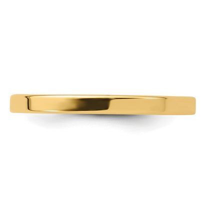 Ehering aus 14K Gelbgold, 2 mm, flach, Standardgewicht, Komfort-Passform