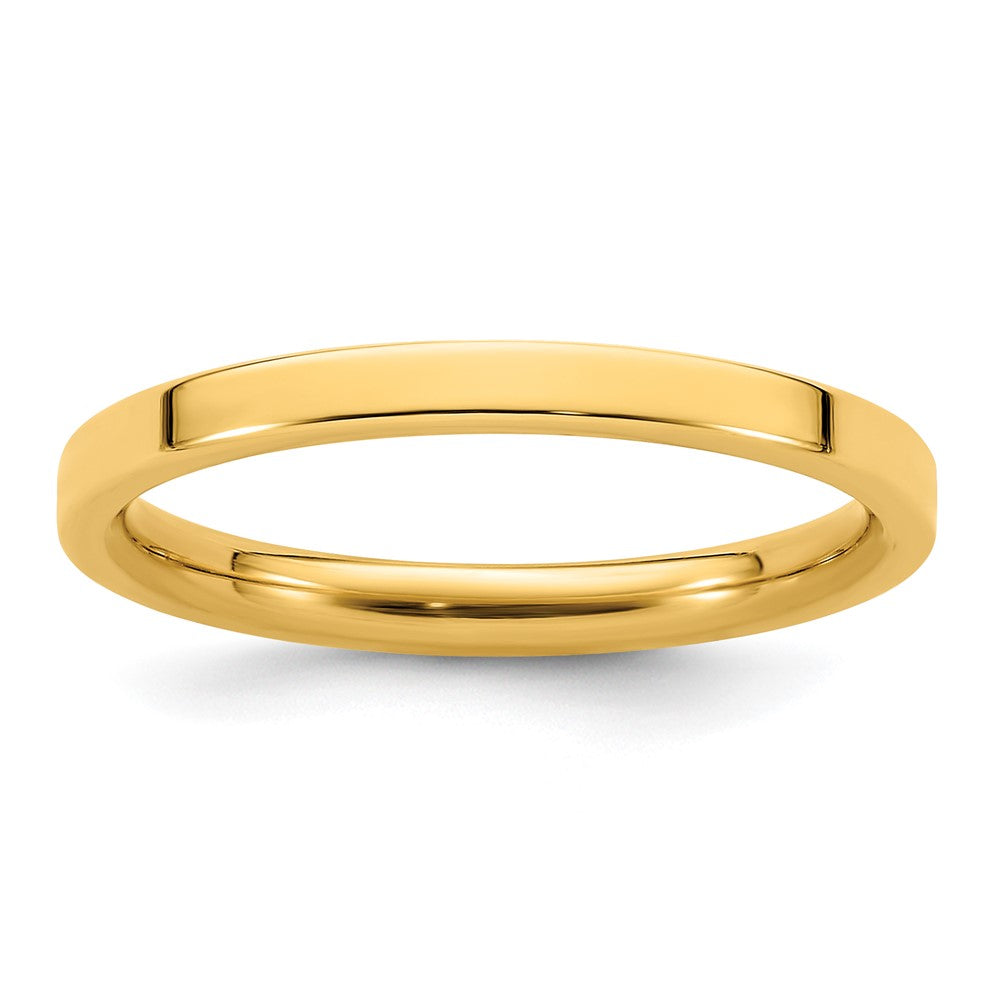 Ehering aus 14K Gelbgold, 2 mm, flach, Standardgewicht, Komfort-Passform