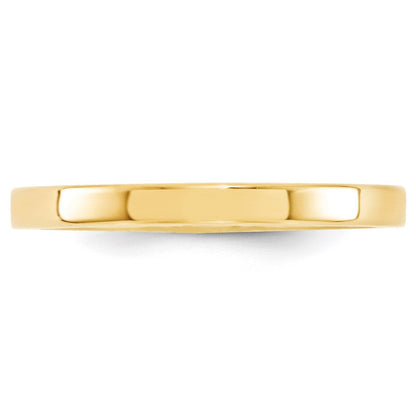14K Gelbgold 2,5 mm Standardgewicht Flacher Ehering mit Komfort-Passform