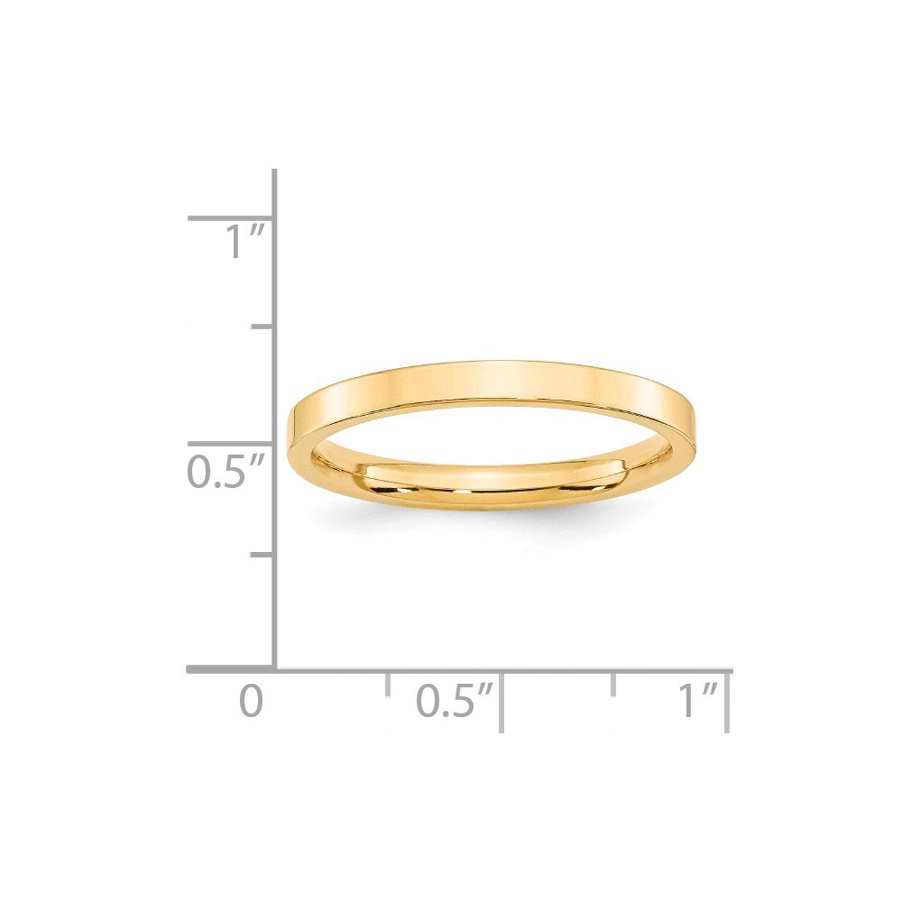 14K Gelbgold 2,5 mm Standardgewicht Flacher Ehering mit Komfort-Passform