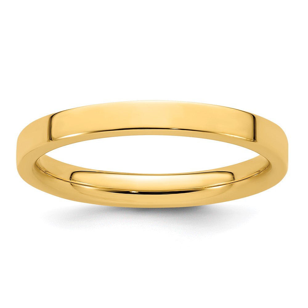 14K Gelbgold 2,5 mm Standardgewicht Flacher Ehering mit Komfort-Passform