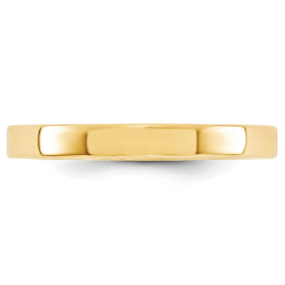 14K Gelbgold 3 mm Standard Gewicht flacher Ehering mit Komfort-Passform
