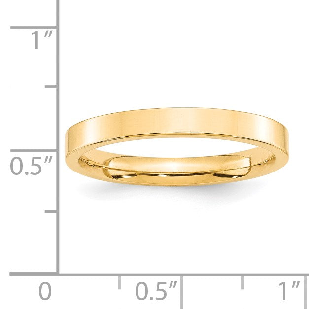 14K Gelbgold 3 mm Standard Gewicht flacher Ehering mit Komfort-Passform
