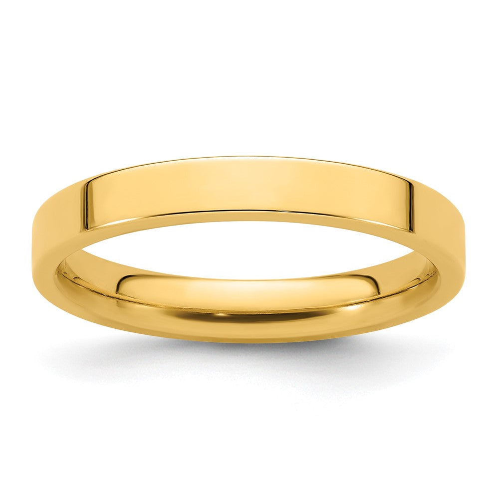 14K Gelbgold 3 mm Standard Gewicht flacher Ehering mit Komfort-Passform
