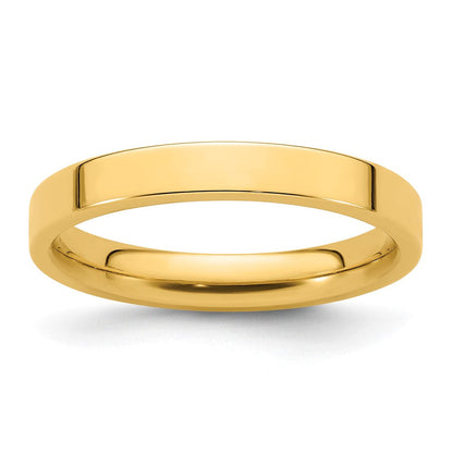 14K Gelbgold 3 mm Standard Gewicht flacher Ehering mit Komfort-Passform