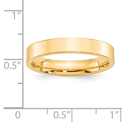 14K Gelbgold 4 mm Standardgewicht flacher Ehering mit Komfort-Passform