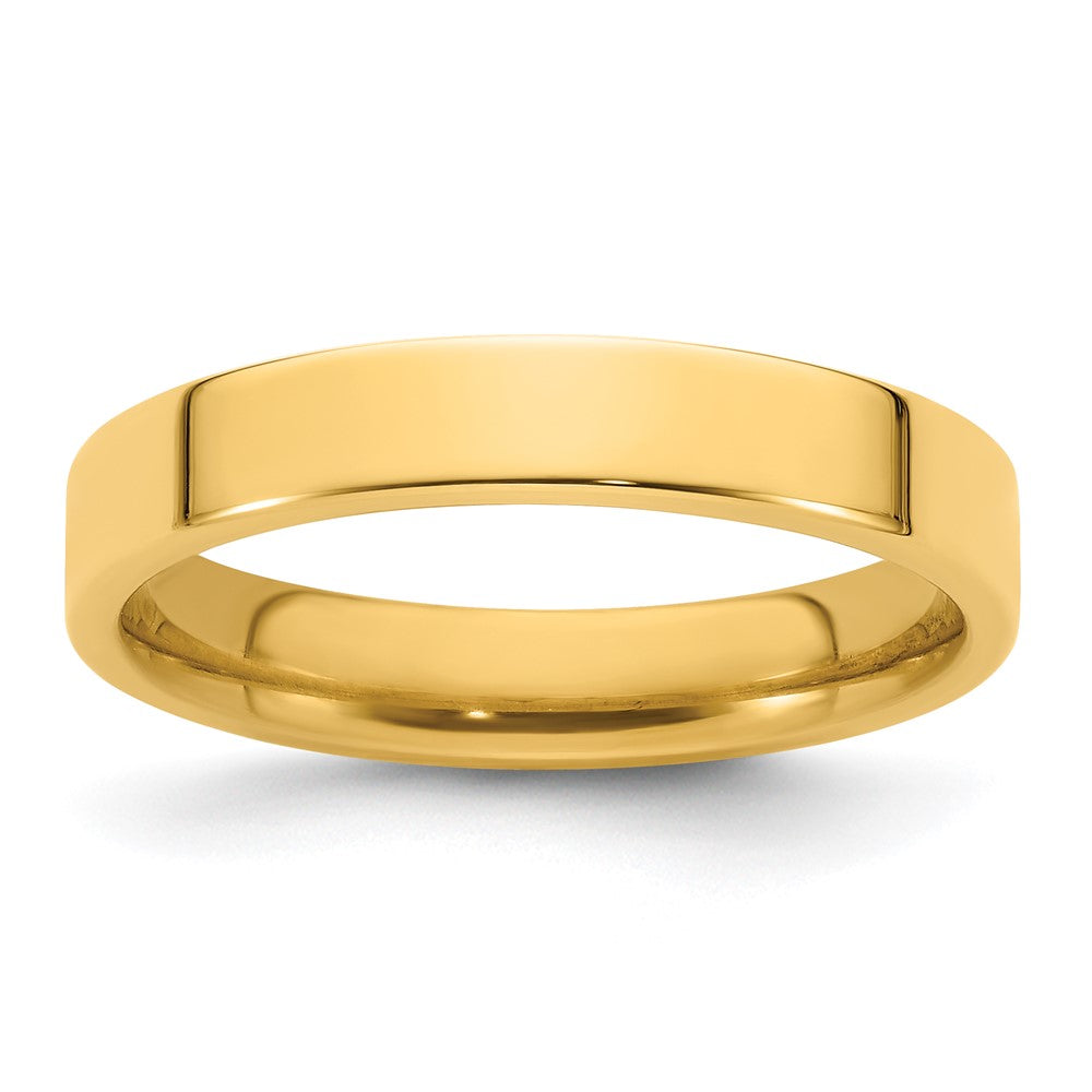 14K Gelbgold 4 mm Standardgewicht flacher Ehering mit Komfort-Passform