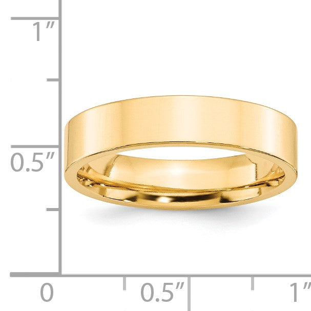 14K Gelbgold 5 mm Standardgewicht flacher Ehering mit Komfort-Passform