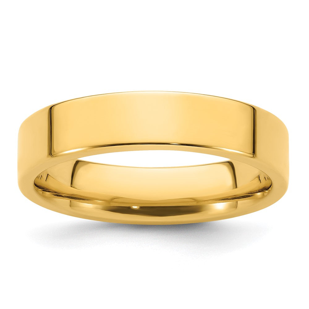 14K Gelbgold 5 mm Standardgewicht flacher Ehering mit Komfort-Passform