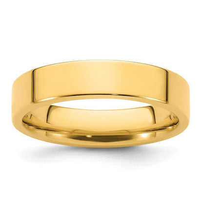 14K Gelbgold 5 mm Standardgewicht flacher Ehering mit Komfort-Passform