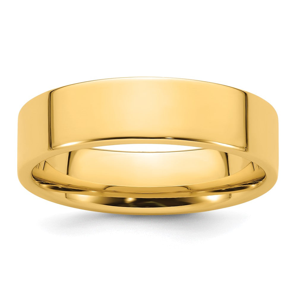 Ehering aus 14K Gelbgold, 6 mm, flach, Standardgewicht, Komfort-Passform