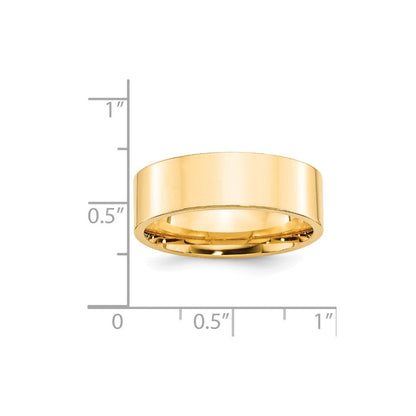 Ehering 14K Gelbgold 7 mm, flach, Standardgewicht, Komfort-Passform