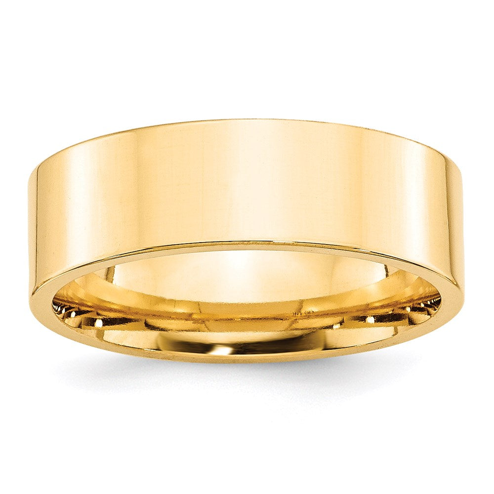 Ehering 14K Gelbgold 7 mm, flach, Standardgewicht, Komfort-Passform