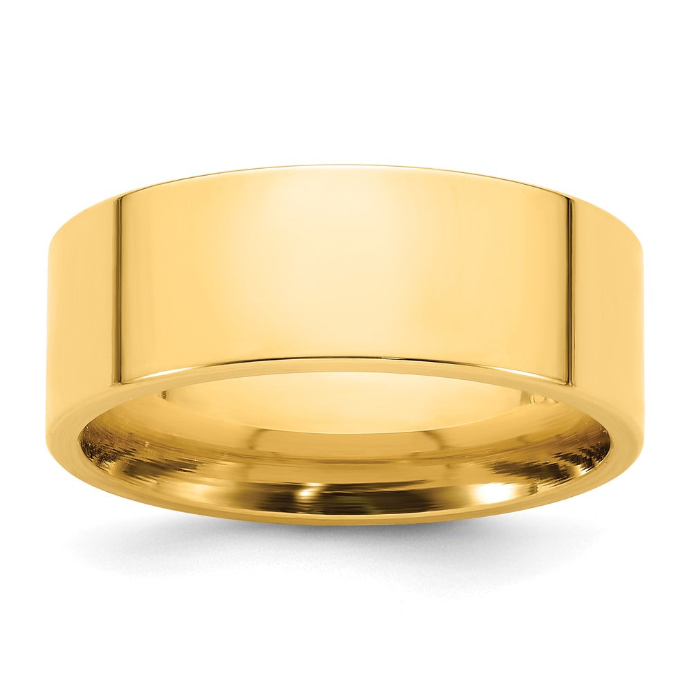 Ehering aus 14K Gelbgold, 8 mm, flach, Standardgewicht, Komfort-Passform
