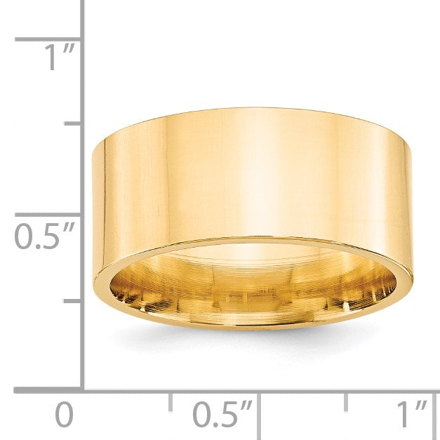14 Karat Gelbgold 10 mm Standardgewicht flacher Ehering mit Komfort-Passform