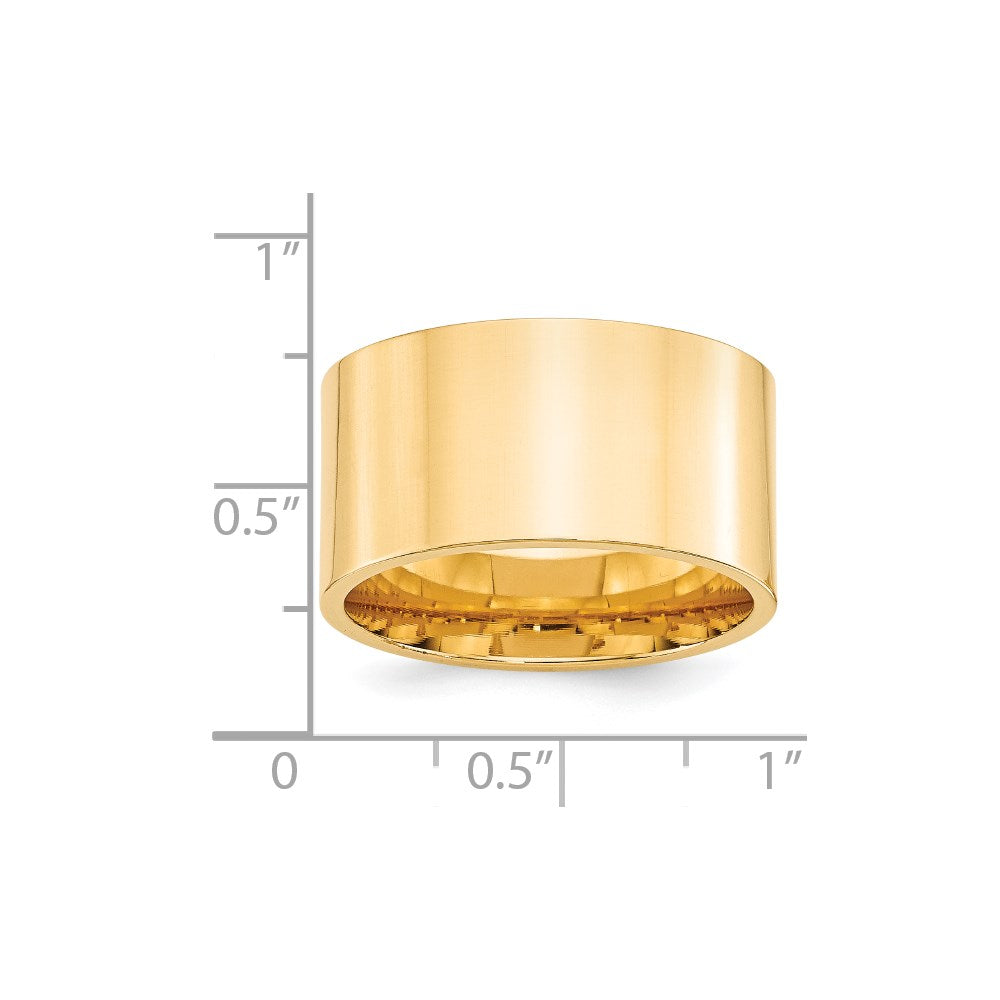 14K Gelbgold 12 mm Standardgewicht Flacher Ehering mit Komfort-Passform