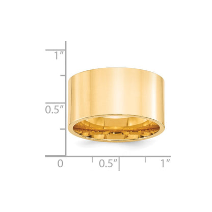 14K Gelbgold 12 mm Standardgewicht Flacher Ehering mit Komfort-Passform