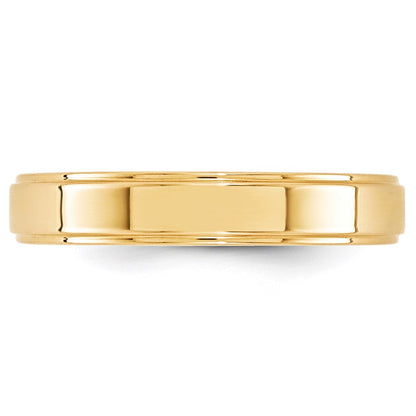 14K Gelbgold 4 mm flacher Ehering mit Stufenkante