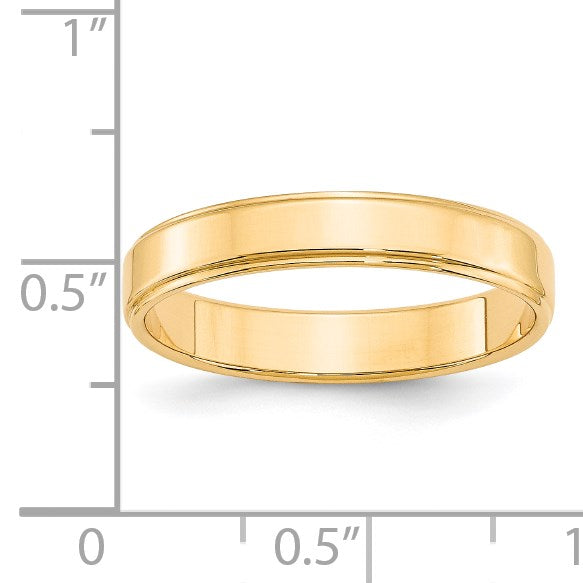 14K Gelbgold 4 mm flacher Ehering mit Stufenkante