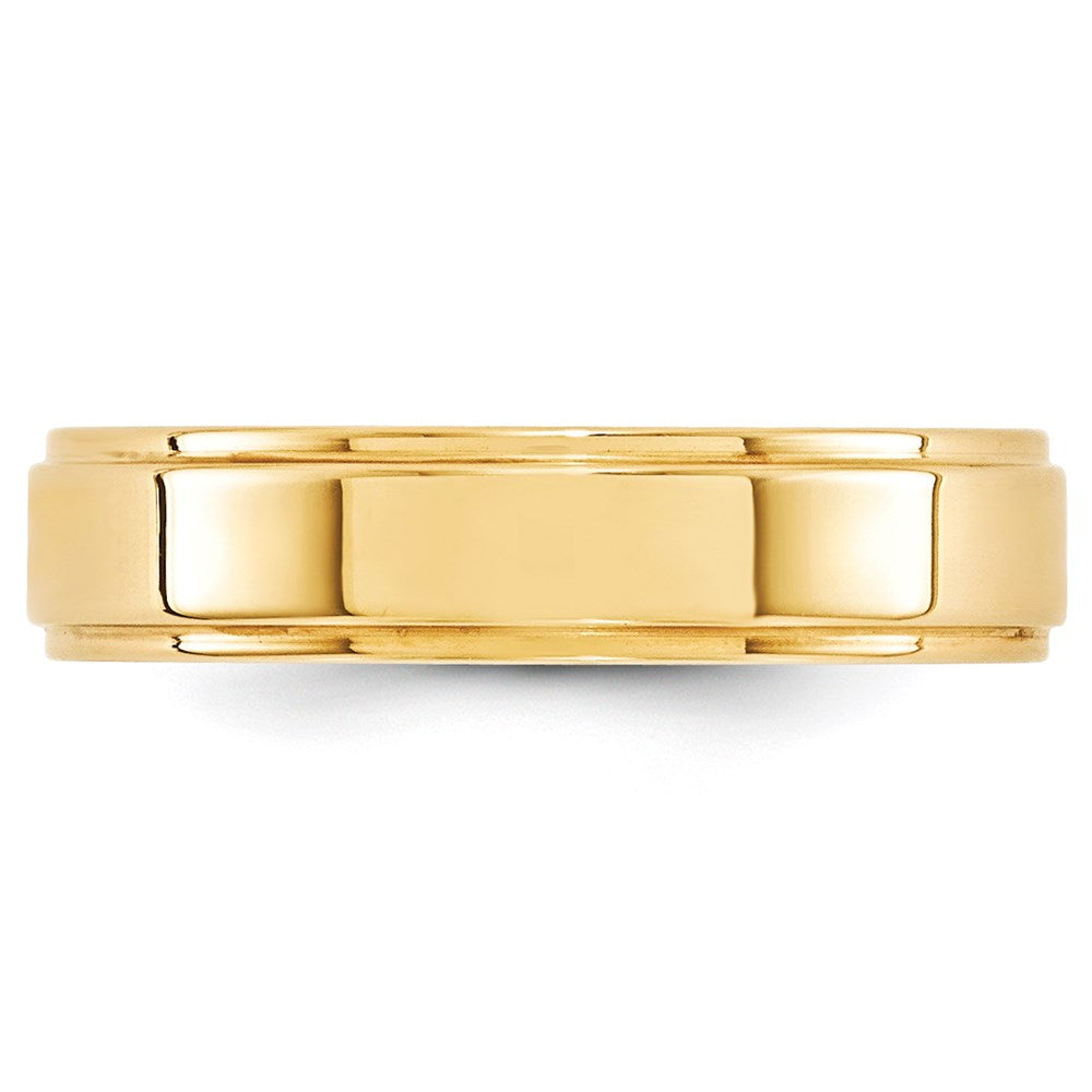 14K Gelbgold Ehering, 5 mm, flach mit abgestufter Kante