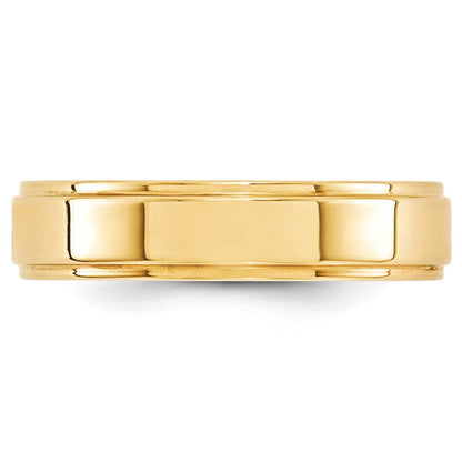 14K Gelbgold Ehering, 5 mm, flach mit abgestufter Kante