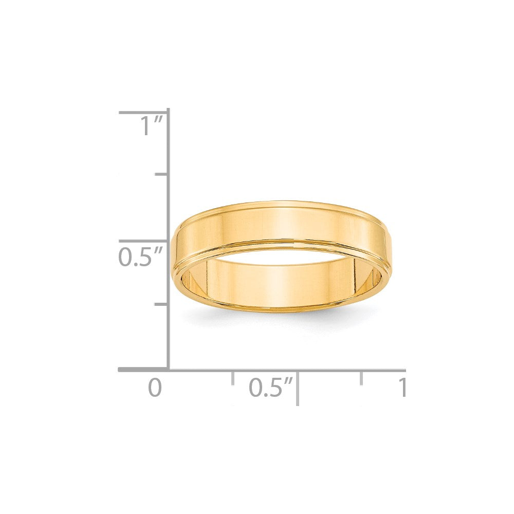14K Gelbgold Ehering, 5 mm, flach mit abgestufter Kante