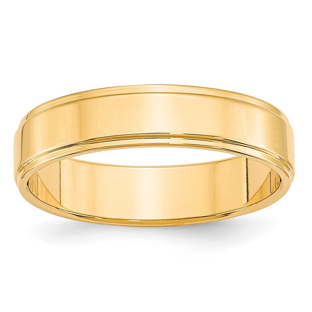 14K Gelbgold Ehering, 5 mm, flach mit abgestufter Kante
