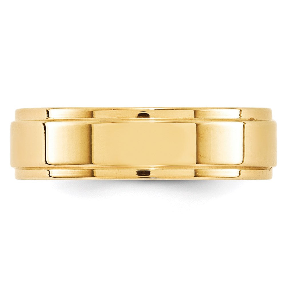 14K Gelbgold 6 mm Ehering, flach mit abgestufter Kante