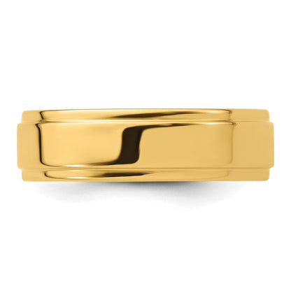 14K Gelbgold 6 mm Ehering, flach mit abgestufter Kante