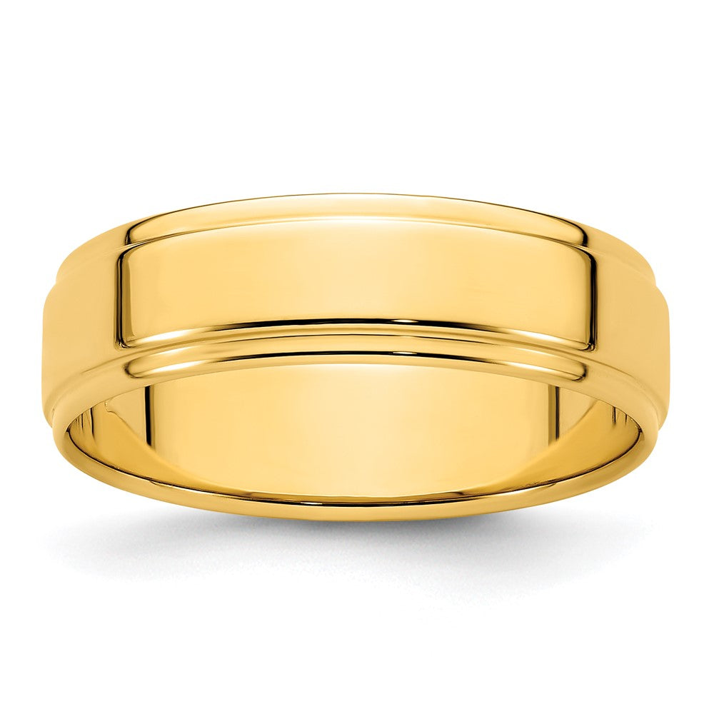 14K Gelbgold 6 mm Ehering, flach mit abgestufter Kante