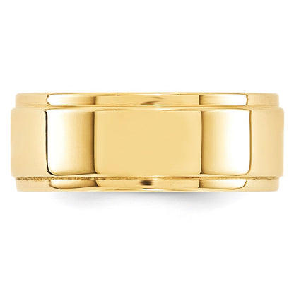 14k Gelbgold 8 mm flacher Ehering mit abgesetzter Kante