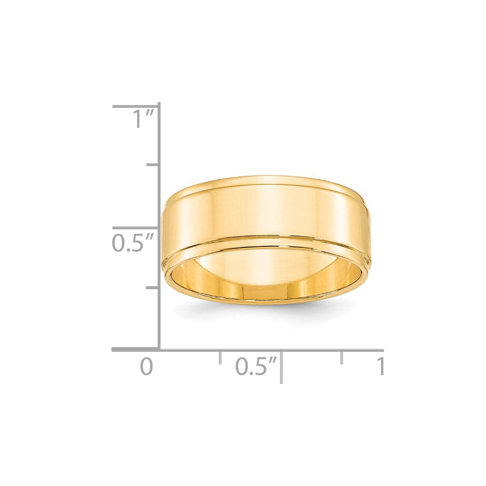 14k Gelbgold 8 mm flacher Ehering mit abgesetzter Kante