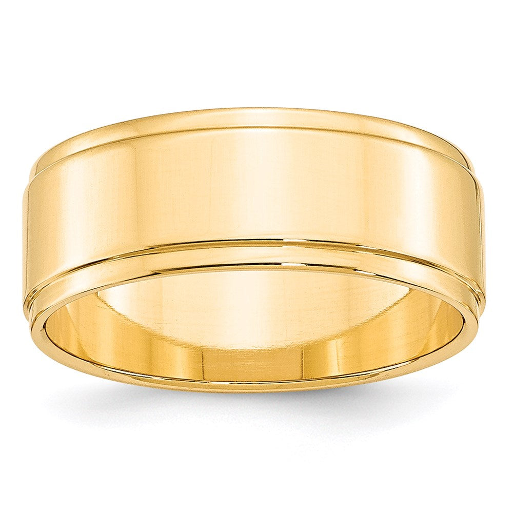 14k Gelbgold 8 mm flacher Ehering mit abgesetzter Kante