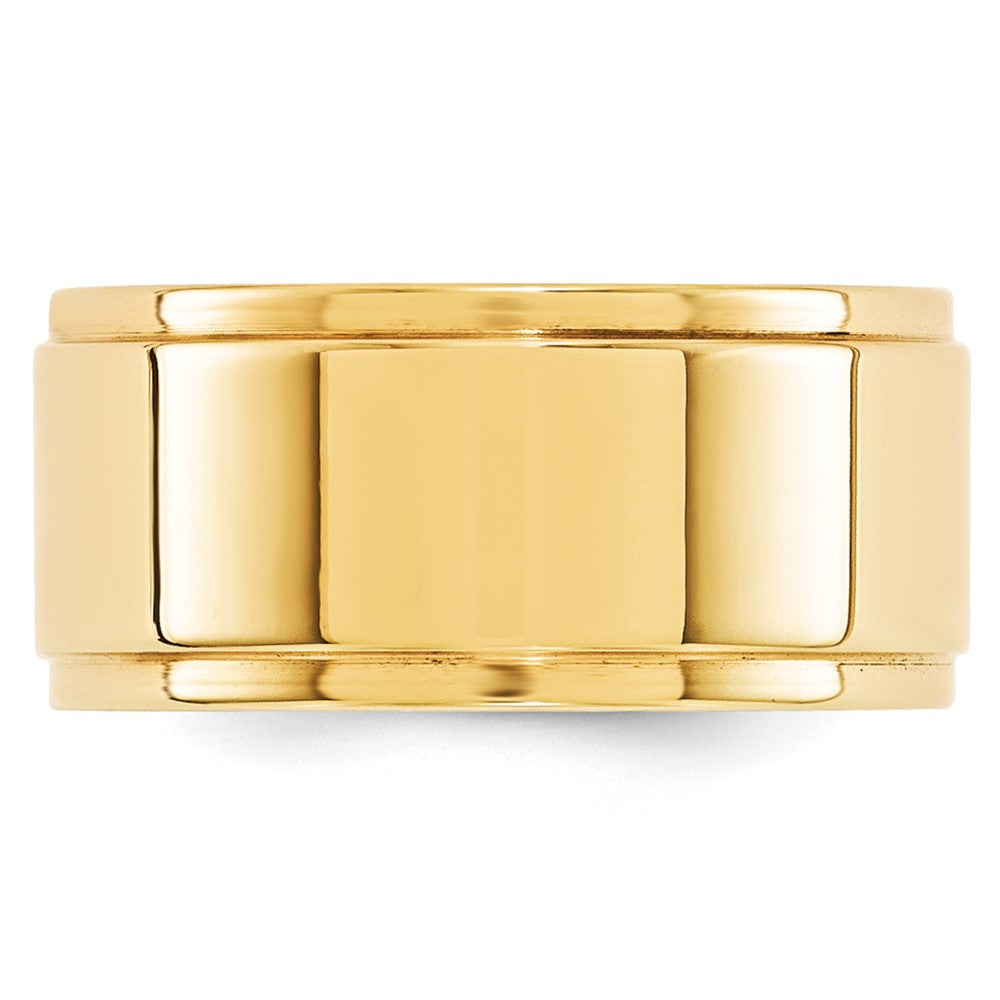 14K Gelbgold Ehering, 10 mm, flach mit abgestufter Kante