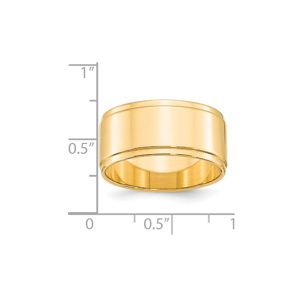 14K Gelbgold Ehering, 10 mm, flach mit abgestufter Kante