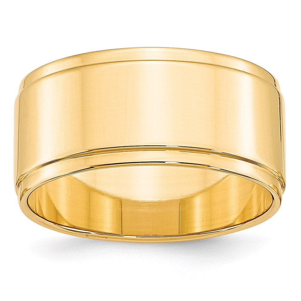 14K Gelbgold Ehering, 10 mm, flach mit abgestufter Kante