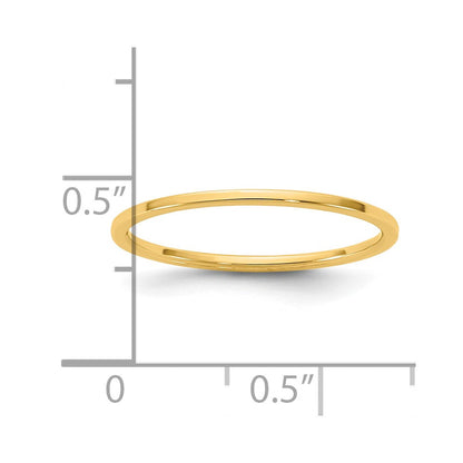 14K Gelbgold Leichter Flacher Ring, 1 mm