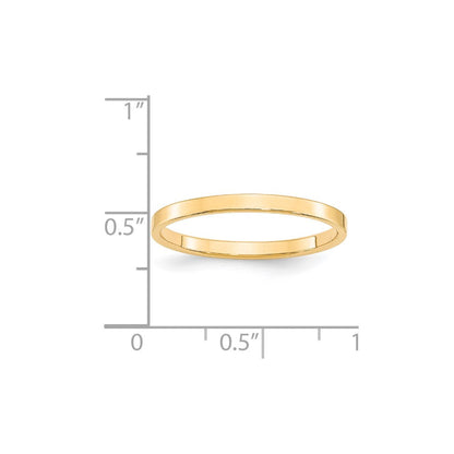 14K Gelbgold 2 mm leichter, flacher Ehering