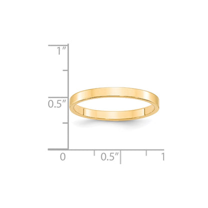 14K Gelbgold 2,5 mm leichter, flacher Ehering